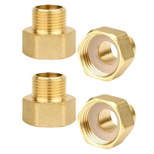 Bzzerumy 4 Stück Reduzierung Adapter 3/4 Zoll auf 1/2 Zoll, Messing Adapter Reduzierstück für Wasseranschluss, Hochwertige Reduzierung für Rohre und Schläuche von Bzzerumy