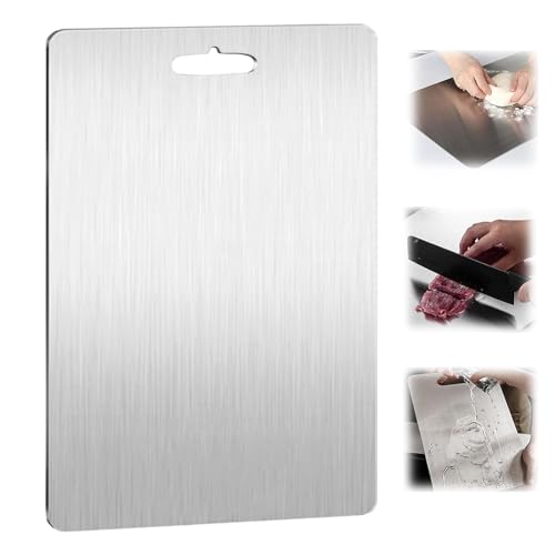 Bzzerumy Titan Schneidebrett: 29x20cm Titanium Cutting Board, Edelstahl und Metall Schneidebrett Set, Stein Cutting Board - Langlebig und Hygienisch von Bzzerumy