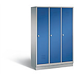 C+P Garderobenschrank Classic H1800xB1200xT500mm Korpus: Weißaluminium Türen: Enzianblau Abteile: 3 Abteilbreite: 400 Fächer: 3 Drehriegel von C+P