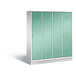 C+P Garderobenschrank Classic H1800xB1590xT500mm Korpus: Lichtgrau Türen: Lichtgrün Abteile: 4 Abteilbreite: 400 Fächer: 4 Drehriegel von C+P