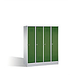 C+P Garderobenschrank Classic H1800xB1590xT500mm Korpus: Lichtgrau Türen: Moosgrün Abteile: 4 Abteilbreite: 400 Fächer: 4 Drehriegel von C+P