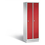 C+P Garderobenschrank Classic H1800xB610xT500mm Korpus: Lichtgrau Türen: Feuerrot Abteile: 2 Abteilbreite: 300 Fächer: 2 Drehriegel von C+P