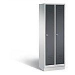 C+P Garderobenschrank Classic H1800xB610xT500mm Korpus: Lichtgrau Türen: Schwarzgrau Abteile: 2 Abteilbreite: 300 Fächer: 2 Drehriegel von C+P