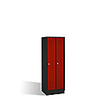 C+P Garderobenschrank Classic H1800xB610xT500mm Korpus: Schwarzgrau Türen: Rubinrot Abteile: 2 Abteilbreite: 300 Fächer: 2 Drehriegel von C+P