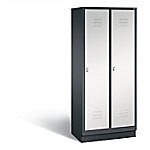 C+P Garderobenschrank Classic H1800xB810xT500mm Korpus: Schwarzgrau Türen: Lichtgrau Abteile: 2 Abteilbreite: 400 Fächer: 2 Drehriegel von C+P