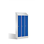 C+P Garderobenschrank Classic H1800xB900xT500mm Korpus: Lichtgrau Türen: Enzianblau Abteile: 3 Abteilbreite: 300 Fächer: 3 Drehriegel von C+P
