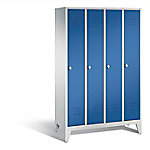 C+P Garderobenschrank Classic H1850xB1190xT500mm Korpus: Lichtgrau Türen: Enzianblau Abteile: 4 Abteilbreite: 300mm 4 Fächer Drehriegel von C+P