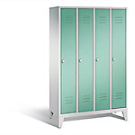 C+P Garderobenschrank Classic H1850xB1190xT500mm Korpus: Lichtgrau Türen: Lichtgrün Abteile: 4 Abteilbreite: 300mm von C+P