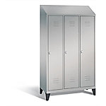 C+P Garderobenschrank Classic H1850xB1200xT500mm Korpus: Weißaluminium Türen: Weißaluminium Abteile: 3 Abteilbreite: 400mm mit Schrägdachaufsatz von C+P