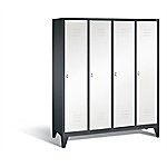 C+P Garderobenschrank Classic H1850xB1590xT500mm Korpus: Schwarzgrau Türen: Verkehrsweiß Abteile: 4 Abteilbreite: 400mm von C+P