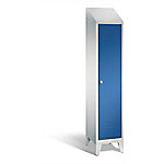 C+P Garderobenschrank Classic H1850xB420xT500mm Korpus: Lichtgrau Türen: Enzianblau Abteil: 1 Abteilbreite: 400mm mit Schrägdachaufsatz von C+P