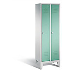 C+P Garderobenschrank Classic H1850xB610xT500mm Korpus: Lichtgrau Türen: Lichtgrün Abteile: 2 Abteilbreite: 300mm von C+P