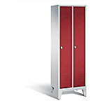 C+P Garderobenschrank Classic H1850xB610xT500mm Korpus: Lichtgrau Türen: Rubinrot Abteile: 2 Abteilbreite: 300mm 2 Fächer Drehriegel von C+P