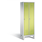 C+P Garderobenschrank Classic H1850xB610xT500mm Korpus: Lichtgrau Türen: Viridingrün Abteile: 2 Abteilbreite: 300mm von C+P