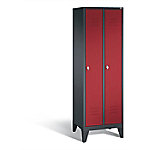 C+P Garderobenschrank Classic H1850xB610xT500mm Korpus: Schwarzgrau Türen: Rubinrot Abteile: 2 Abteilbreite: 300mm von C+P