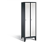 C+P Garderobenschrank Classic H1850xB610xT500mm Korpus: Schwarzgrau Türen: Verkehrsweiß Abteile: 2 Abteilbreite: 300mm von C+P