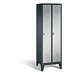 C+P Garderobenschrank Classic H1850xB610xT500mm Korpus: Schwarzgrau Türen: Weißaluminium Abteile: 2 Abteilbreite: 300mm von C+P