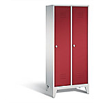 C+P Garderobenschrank Classic H1850xB810xT500mm Korpus: Lichtgrau Türen: Rubinrot Abteile: 2 Abteilbreite: 400mm 2 Fächer Drehriegel von C+P