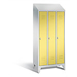 C+P Garderobenschrank Classic H1850xB900xT500mm Korpus: Lichtgrau Türen: Schwefelgelb Abteile: 3 Abteilbreite: 300mm mit Schrägdachaufsatz von C+P