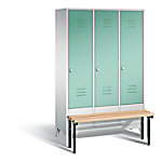 C+P Garderobenschrank Classic S10190 Stahl 3 Abteile Grau - Grün mit Drehriegel H1850xB1200xT500mm von C+P