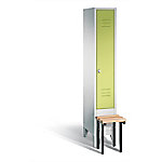 C+P Garderobenschrank Classic Stahl 1 Abteil Grau - Grün mit Drehriegel H1850xB320xT500mm von C+P