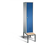 C+P Garderobenschrank Classic Stahl 1 Abteil Weiß - Blau mit Drehriegel H2090xB420xT815mm von C+P