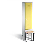 C+P Garderobenschrank Classic Stahl 1 Ebene Grau - Gelb mit Drehriegel H1850xB420xT500mm von C+P