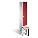 C+P Garderobenschrank Classic Stahl 1 Ebene Grau - Rot mit Drehriegel H1850xB320xT500mm von C+P