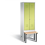 C+P Garderobenschrank Classic Stahl 2 Ebenen Grau, Verkehrsgelb mit Drehriegel 610 x 500 x 1.850 mm von C+P