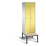 C+P Garderobenschrank Classic Stahl 2 Ebenen Grau - Gelb Drehriegel H2090xB610xT815mm von C+P