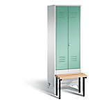 C+P Garderobenschrank Classic Stahl 2 Ebenen Lichtgrau, Schwefelgelb mit Drehriegel 610 x 500 x 1.850 mm von C+P