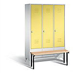 C+P Garderobenschrank Classic Stahl 3 Abteile Grau - Gelb mit Drehriegel H1850xB1200xT500mm 8030-32 S10191 von C+P