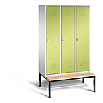 C+P Garderobenschrank Classic Stahl 3 Abteile Grau - Grün mit Drehriegel H2090xB1200xT815mm 8050-32 S10808 von C+P