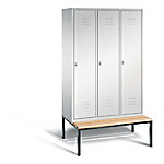 C+P Garderobenschrank Classic Stahl 3 Abteile Grau mit Drehriegel H2090xB1200xT815mm von C+P