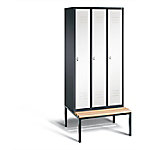 C+P Garderobenschrank Classic Stahl 3 Abteile Schwarz - Weiß mit Drehriegel H2090xB900xT815mm von C+P