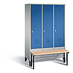 C+P Garderobenschrank Classic Stahl 3 Abteile Weiß - Blau mit Drehriegel H1850xB1200xT500mm 8030-32 S10189 von C+P