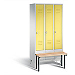 C+P Garderobenschrank Classic Stahl 3 Ebenen Grau - Gelb mit Drehriegel H1850xB900xT500mm von C+P