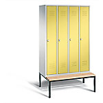 C+P Garderobenschrank Classic Stahl 4 Abteile Grau - Gelb mit Drehriegel H2090xB1190xT815mm von C+P