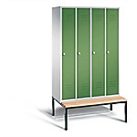 C+P Garderobenschrank Classic Stahl 4 Abteile Grau - Grün mit Drehriegel H2090xB1190xT815mm 8050-40 S10095 von C+P