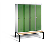 C+P Garderobenschrank Classic Stahl 4 Abteile Grau - Grün mit Drehriegel H2090xB1590xT815mm 8050-42 S10085 von C+P