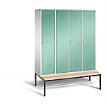 C+P Garderobenschrank Classic Stahl 4 Abteile Grau - Grün mit Drehriegel H2090xB1590xT815mm 8050-42 S10237 von C+P