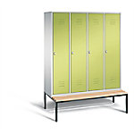 C+P Garderobenschrank Classic Stahl 4 Abteile Grau - Grün mit Drehriegel H2090xB1590xT815mm 8050-42 S10845 von C+P