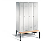 C+P Garderobenschrank Classic Stahl 4 Abteile Grau mit Drehriegel H2090xB1190xT815mm von C+P