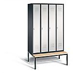 C+P Garderobenschrank Classic Stahl 4 Abteile Schwarz - Grau mit Drehriegel H2090xB1190xT815mm von C+P