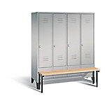 C+P Garderobenschrank Classic Stahl 4 Abteile Weiß Drehriegel H1850xB1590xT500mm von C+P