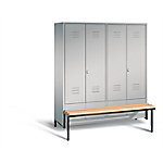 C+P Garderobenschrank Classic Stahl 4 Abteile Weiß mit Drehriegel H1850xB1590xT500mm von C+P