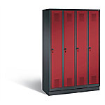 C+P Garderobenschrank Evolo H1800xB1190xT500mm Korpus: Schwarzgrau Türen: Rubinrot Abteile: 4 Abteilbreite: 300 Fächer: 4 Sicherheits-Drehriegel von C+P