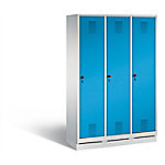 C+P Garderobenschrank Evolo H1800xB1200xT500mm Korpus: Lichtgrau Türen: Lichtblau Abteile: 3 Abteilbreite: 400 Fächer: 3 Sicherheits-Drehriegel von C+P