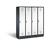 C+P Garderobenschrank Evolo H1800xB1590xT500mm Korpus: Schwarzgrau Türen: Verkehrsweiß Abteile: 4 Abteilbreite: 400 Fächer: 4 Sicherheits-Drehriegel von C+P