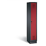 C+P Garderobenschrank Evolo H1800xB320xT500mm Korpus: Schwarzgrau Türen: Rubinrot Abteil: 1 Abteilbreite: 300 Fach: 1 Sicherheits-Drehriegel von C+P